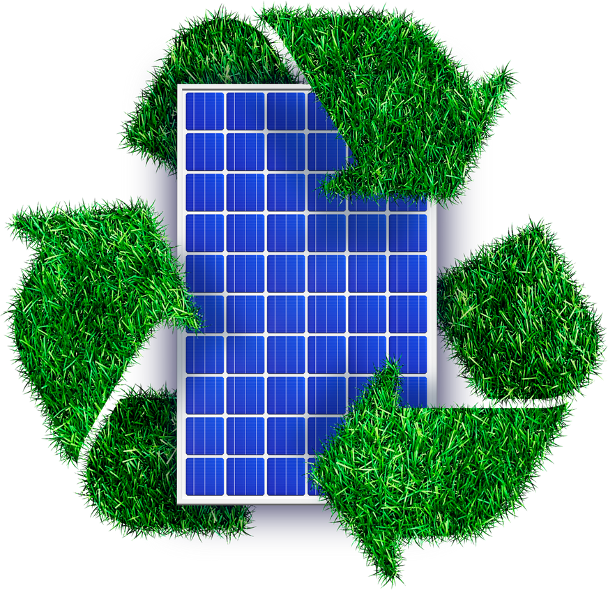 Solar Panel and Recycle Symbol